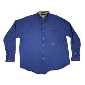 Vintage Tommy Hilfiger Button Up Shirt Men's Size 2XL Long Sleeve Blue Plaid